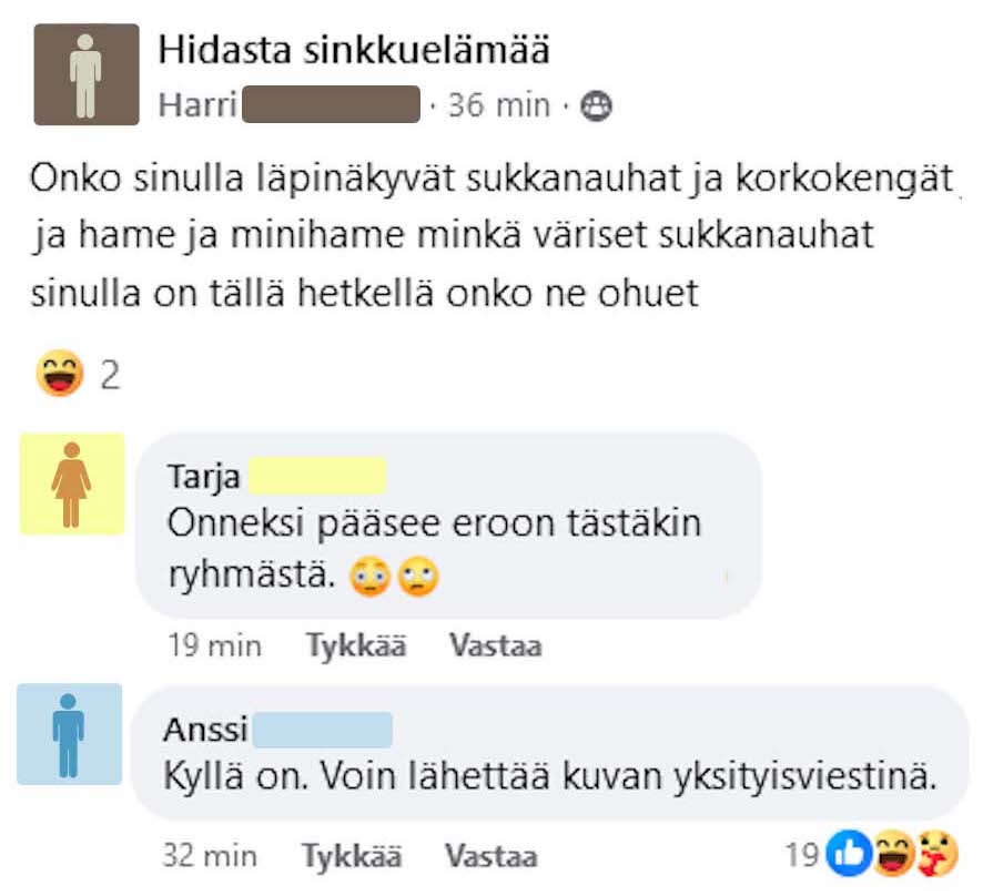 Kuvakaappaus postauksesta