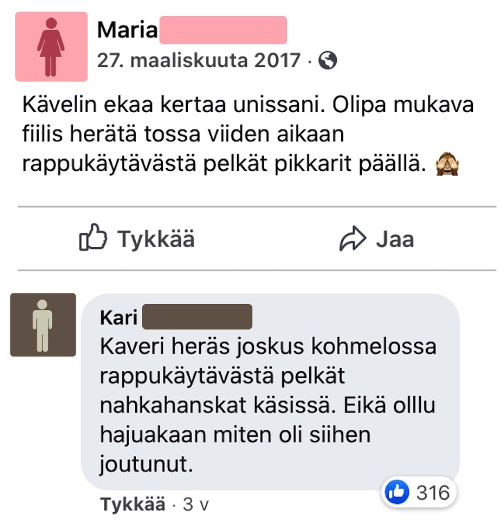 Kuvakaappaus postauksesta