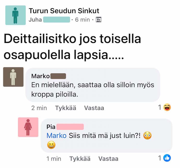 Kuvakaappaus postauksesta