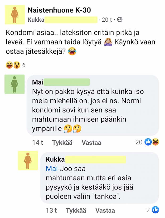 Kuvakaappaus postauksesta