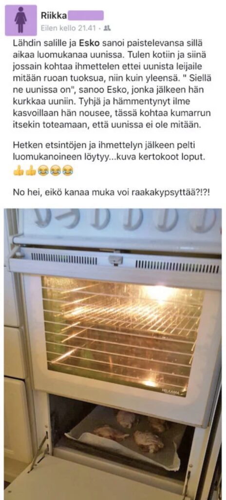 Kuvakaappaus postauksesta